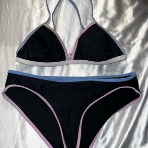 No Boundaries Black Bikini with Light Blue, Lavender, and Light Gray Trim
